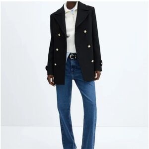 MANGO NWT  Black Coat with Gold Buttons